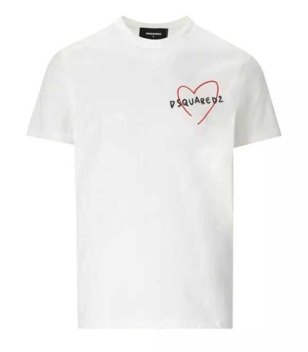 Dsquared2 T-Shirt aus weißer Baumwolle mit kontrastierendem Logodruck auf der Brust.Zusammensetzung: 100'%' Baumwolle.