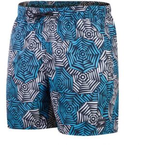 Mit unseren Badeshorts (16 Zoll) mit blau-weißem Sonnenschirm-Print