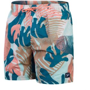 Diese bequemen Badeshorts (16 Zoll) mit durchgehendem Blätter-Print in sonnengebrannten Tönen wurden von der entspannten Surf-Szene und dem verblassten Glamour des Biarritz Beach inspiriert. Das gebürstete Material fühlt sich weich an