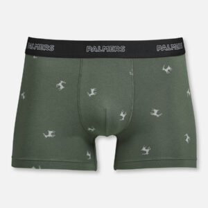 Die Deer Pants mit modischem Hirschprint in Oliv-Bunt sorgen für ein angenehmes Tragegefühl