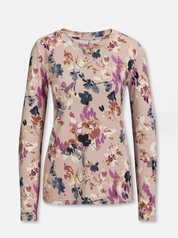 Ein zarter Wasserfarbendruck in Mauve verleiht dem langärmligen Shirt der Artful Flowers Serie besonderen Charme. Besonders weicher TENCEL™ Modal Stoff sorgt für höchsten Komfort und ein angenehmes Tragegefühl. Perfekt für entspannte Nächte und ideal kombinierbar als Set mit der passenden Hose.