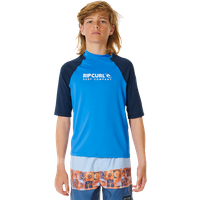 **UV-Shirt mit Sonnenschutz UPF 50+UV.** Mit Ripcurl Druck auf der Vorderseite und elastischer Schnalle für Deine Boardshorts.