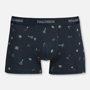 Weihnachtlicher Print in Dunkelblau trifft auf super softe Baumwollqualität. Die Merry Pants bieten mit ihrem längeren Bein eine perfekte und formbeständige Passform. Flach verarbeitete Nähte sorgen für höchsten Tragekomfort. Perfekt als Geschenk