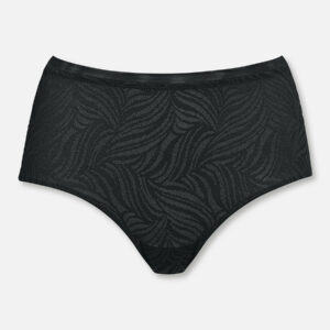 Floraler Jacquardtüll in tiefem Schwarz verleiht dem Taillenslip der Tigress Serie einen einzigartigen Charme. Der zusätzliche Mesh-Einsatz vorne bietet einen formenden Belly-Control-Effekt