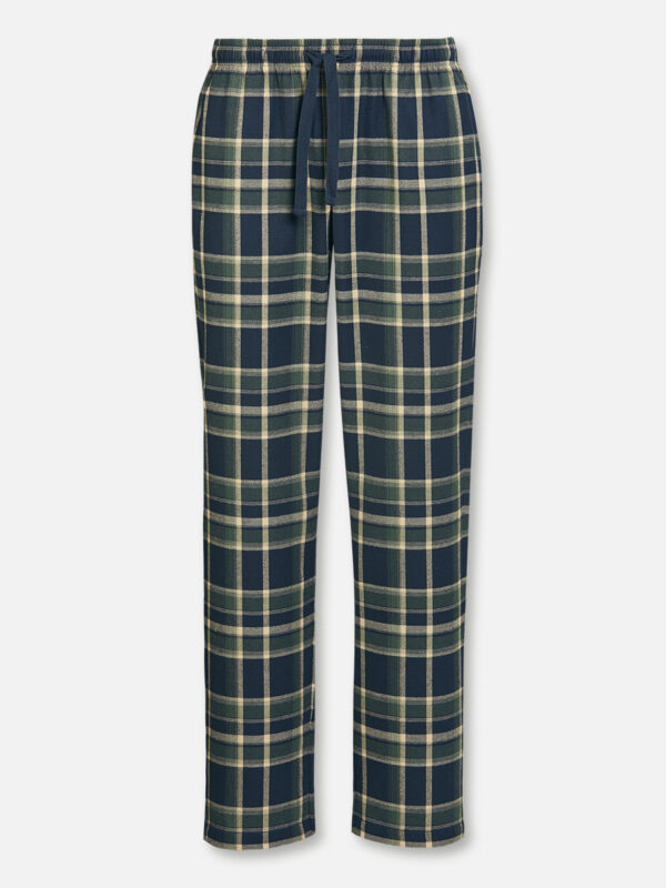 Die Luxe Check Pyjamahose in blauem Karodesign vereint sportlichen Stil und Komfort. Hergestellt aus weichem Webflanell