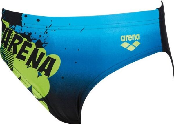 Die arena Badehose Takeover in Slip Form für Kinder und Jugendliche ist perfekt für Sport- und Freizeitschwimmer geeignet. Das chlor- und salzwasserbeständige MaxFit Material mit integriertem UV-Schutz UPF50+