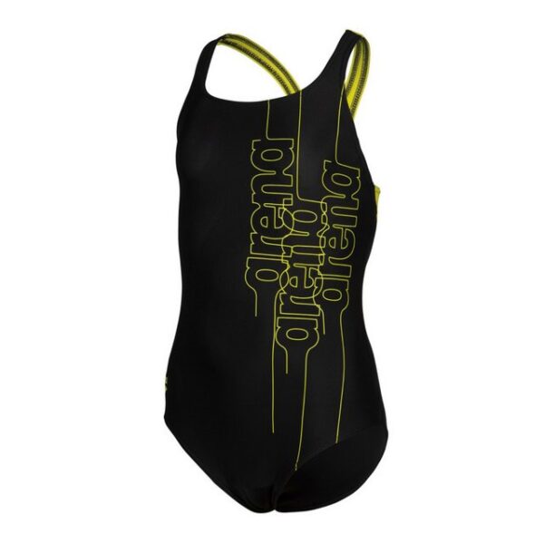 arena Badeanzug Mädchen Swim Pro Back Graphic PrintUnser Graphic Swim Pro One-Piece ist ein kontrastreicher Badeanzug für Mädchen mit sportlicher Ausstrahlung. Die Vorderseite ist mit unserem Namen x 3 in einem lebendigen Ton verziert und die Rückseite hat einen coolen Ausschnitt und einen farbenfrohen Einsatz. Dieses Design ist aus einem schnell trocknenden