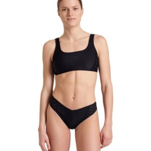 Ein schlichter Einteiler mit sportlichem Vibe: Unser arena Team Stripe Bustier-Bikini ist aus einem schnell trocknenden