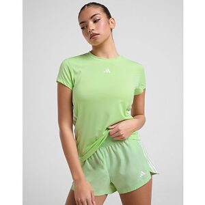 Konzentrieren Sie sich auf Ihre Ziele mit diesem kurzärmligen Hyperglam-T-Shirt für Damen von adidas. Dieses T-Shirt mit schmaler Passform in der Farbe Semi Green Spark ist aus leichtem