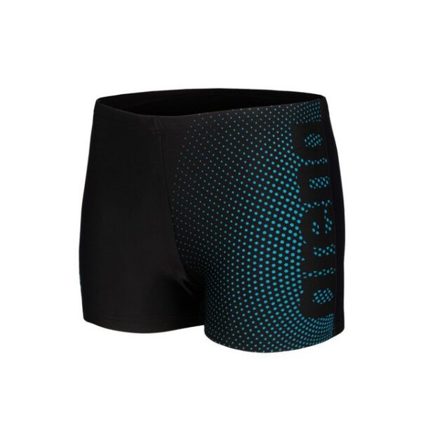 arena Dim Light Badeshorts Kinder aus MaxFit Eco Material für JungenUnsere Dim Light Badeshorts für Jungen ist mit einer Reihe von abgestuften Punkten und unserem Namen verziert und ist ein modischer grafischer Stil