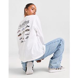 Optimiere deine Freizeitgarderobe mit diesem Footwear Graphic Long Sleeve Damen-T-Shirt von adidas Originals. Dieses Oversized T-Shirt in Weiß besteht aus weicher