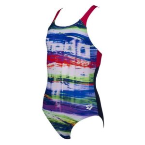 arena Badeanzug Mädchen Rainbows Colors MaxFit chlorbeständigDieser Mädchenschwimmanzug strahlt in bunten Farbtönen und ist mit einem Pinselstrich-Muster bedruckt. Auch unser Name ist im Muster enthalten. Fürs intensive Schwimmen und Trainieren.Material MaxLife ist ein technischer Schwimmbekleidungsstoff