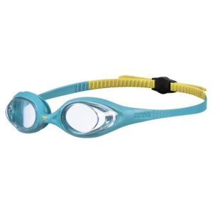 Mit der arena Schwimmbrille Spider JR ist der Nachwuchs perfekt gerüstet für sportliche Abenteuer im Hallen- und Freibad- Die Schwimmbrille ist komplett wasserdicht und sorgt für beste Sicht über und unter Wasser. Die weichen und flexiblen Silikon-Bänder lassen sich mühelos verstellen und so perfekt der Kopfform für einen optimalen Tragekomfort anpassen. Die Brille Spider JR von arena schmiegt sich so perfekt an die Kinderhaut an. Die bruchsicheren Gläser sind mit einer Antibeschlagbeschichtung versehen und verfügen über einen UV-Schutz