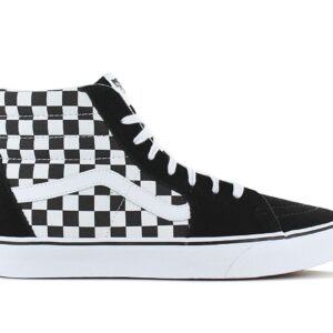 100% Original VANS !  Herstellerfarbe:  Black / True White   Obermaterial:  Leder / Textil   Zustand:  Neu  und  Originalverpackt         Der Vans Checkerboard Sk8-Hi ist eine leichte Hi-top-Variante zum Schnüren mit bequemer Fersenpolsterung