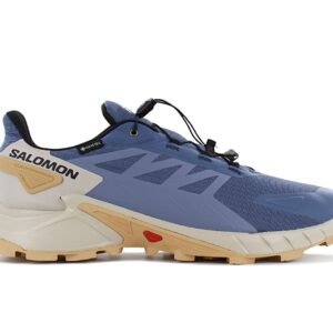 100% Original Salomon !  Herstellerfarbe:  Bering Sea / Feather Gray / Taffy    Obermaterial:  Mesh - Synthetik   Zustand:  Neu  und  Originalverpackt         Der SUPERCROSS 4 GTX ist ein wasserdichter Trail-Running-Schuh