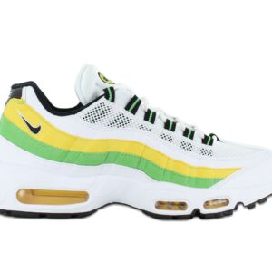 100% Original Nike !  Herstellerfarbe:  White / Black - Green Apple   Obermaterial:  Leder - Textil   Zustand:  Neu  und  Originalverpackt         Dieser sehr bequeme Nike Air Max 95 Essential Herren Sneaker überzeugt durch sein tolles strapazierfähiges Obermaterial und mit seiner super Passform. Das Air Max Element in der Ferse und im Vorfuß sorgt für eine angenehme Schrittdämpfung.      Nike Air Max Einheit im Vorfussbereich und an der Ferse.  Zunge weich gepolstert.  Robustes Schlaufenschnürsystem.  Vollgummi-Außensohle mit Waffelprofil.  Nike Swoosh Logo auf der Zunge.  Innenschuh besteht aus Textil und sorgt so für Atmungsaktivität.  Verstärkte Ferse.  Gepolsterter Knöchelbereich.  Herausnehmbare Einlegesohle.