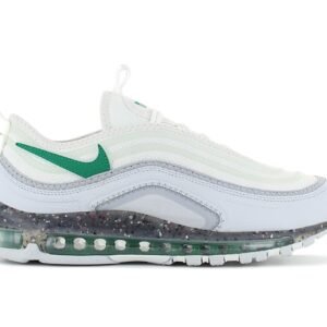 100% Original Nike !  Herstellerfarbe:  Summit White / Pure Platinum / Wolf Grey / Malachite   Obermaterial:  Mesh / Synthetik   Zustand:  Neu  und  Originalverpackt         Der Nike Air Max Terrascape 97 wurde von der Natur inspiriert. Er besteht aus mindestens 20% recyceltem Material (Gewichtsanteil). Fast alle Details wurden durchdacht mit recycelten Inhalten gefertigt. Der strapazierfähige Schaumstoff in der Mittelsohle und das Gummi an der Außensohle sorgen mit gesprenkeltem Nike Grind für einen verspielten