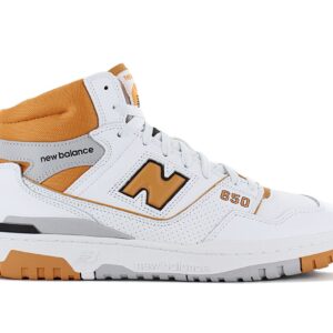 100% Original New Balance !  Herstellerfarbe:  White / Canyon    Obermaterial:  Leder   Zustand:  Neu  und  Originalverpackt         Mit der neuen 650er-Silhouette präsentiert New Balance ein High-Top Pendant zum extrem beliebten 550. Während das Sportschuh-Design der 1980er auf funktionale Unterstützung und Statement-Proportionen ausgerichtet war