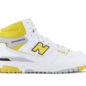 100% Original New Balance !  Herstellerfarbe:  White / Honeycomb    Obermaterial:  Leder   Zustand:  Neu  und  Originalverpackt         Mit der neuen 650er-Silhouette präsentiert New Balance ein High-Top Pendant zum extrem beliebten 550. Während das Sportschuh-Design der 1980er auf funktionale Unterstützung und Statement-Proportionen ausgerichtet war