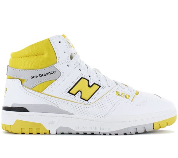 100% Original New Balance !  Herstellerfarbe:  White / Honeycomb    Obermaterial:  Leder   Zustand:  Neu  und  Originalverpackt         Mit der neuen 650er-Silhouette präsentiert New Balance ein High-Top Pendant zum extrem beliebten 550. Während das Sportschuh-Design der 1980er auf funktionale Unterstützung und Statement-Proportionen ausgerichtet war