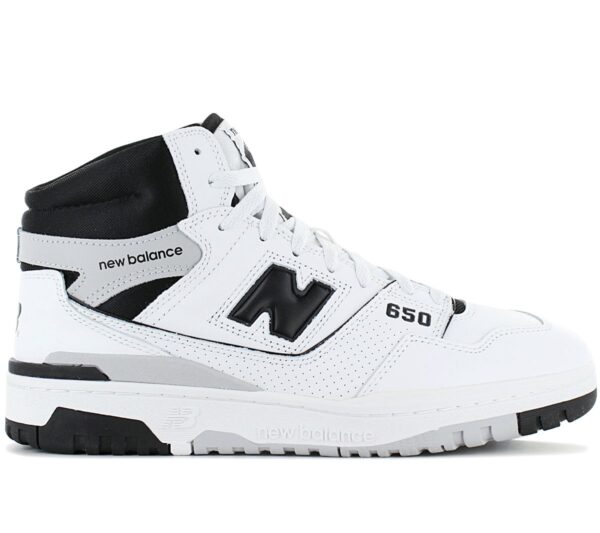 100% Original New Balance !  Herstellerfarbe:  White / Black / Grey   Obermaterial:  Leder   Zustand:  Neu  und  Originalverpackt         New Balance präsentiert mit der neuen 650er-Silhouette ein frisches High Top-Modell. Anlehnend an die funktionale Unterstützung und markanten Proportionen der 80er Sportschuhe