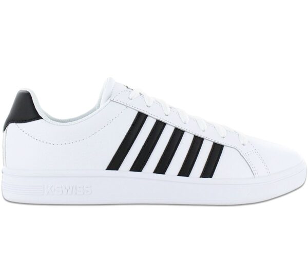 100% Original K-Swiss !  Herstellerfarbe:  White / Black / White   Obermaterial:  Leder - Synthetik   Zustand:  Neu  und  Originalverpackt         Der Court Tiebreak ist ein Must-have im Kleiderschrank aller modebewussten Menschen. Wert