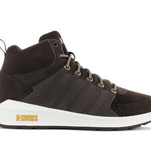 100% Original K-Swiss !  Herstellerfarbe:  Java / Amber Gold   Obermaterial:  Leder   Zustand:  Neu  und  Originalverpackt         Der Vista Trainer ist ein moderner und vielseitiger Sneaker mit Stil. Diese Mid-Top-Version hat einen für die Wintersaison passenden Look bekommen