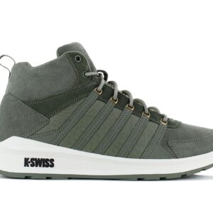 100% Original K-Swiss !  Herstellerfarbe:  Deep Lichen / Black   Obermaterial:  Leder   Zustand:  Neu  und  Originalverpackt         Der Vista Trainer ist ein moderner und vielseitiger Sneaker mit Stil. Diese Mid-Top-Version hat einen für die Wintersaison passenden Look bekommen