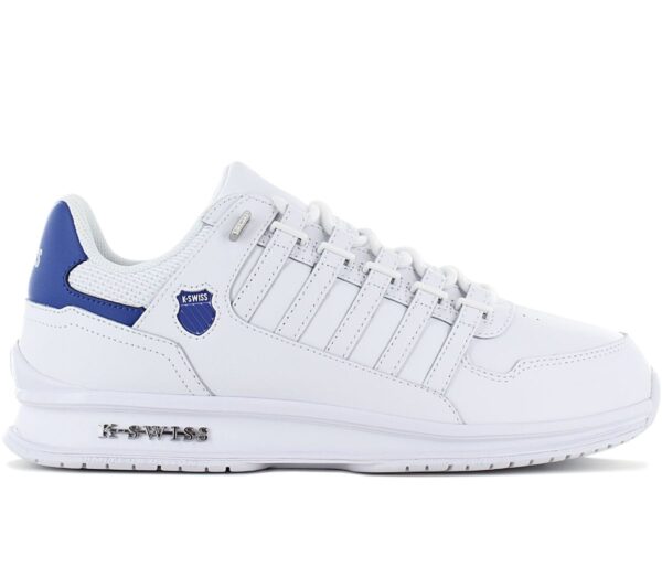 100% Original K-Swiss !  Herstellerfarbe:  White / Classic Blue    Obermaterial:  Leder - Synthetik   Zustand:  Neu  und  Originalverpackt         Der Rinzler GT ist die überarbeitete Neuauflage des Bestsellers Rinzler. Leisten und Proportionen wurden nochmals verbessert