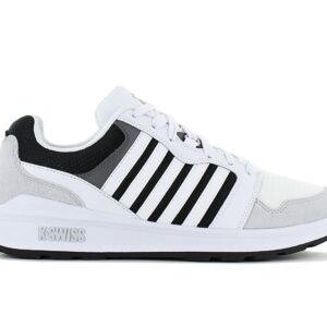 100% Original K-Swiss !  Herstellerfarbe:  White / Black / Lunar Rock   Obermaterial:  Leder - Synthetik - Textil   Zustand:  Neu  und  Originalverpackt         Der Rival Trainer ist eine stilvolle Interpretation des traditionellen Sporttrainers. Inspiriert vom beliebten Sneaker Si-18 Rival