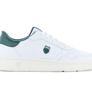 100% Original K-Swiss !  Herstellerfarbe:  White / Rainfirst / Snowwhite   Obermaterial:  Leder   Zustand:  Neu  und  Originalverpackt         Obermaterial aus Leder mit Retro-Details wie farbiges Frotee Futter verleihen diesem neuen klassischen Court-Stil eine College-Atmosphäre. Die Fünf-Streifen-Details auf der Zunge und die Schild Logo an der Seite verleihen einem zeitlosen Tennis-Sneaker eine einzigartige Signatur.       Obermaterial aus Leder.  Schnürung für individuellen Style und optimalen Sitz.  Komfortable Polsterung am Bund und Zunge.  Laufsohle aus Gummi.  Ortholite Einlegesohle.  IMEVA Zwischensohle.  Innenfutter Textil.