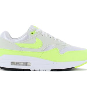 100% Original Nike !  Herstellerfarbe:  White / Sea Glass / Black - Volt   Obermaterial:  Leder - Textil   Zustand:  Neu  und  Originalverpackt          Der Nike Air Max 1  ist ein auffa?lliger Sneaker mit einem Retro-Twist. Der Schuh verfu?gt u?ber ein Obermaterial in Weiß kombiniert mit der lebhaften Farbe Volt