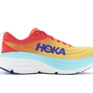 100% Original HOKA !  Herstellerfarbe:  Cerise / Cloudsless    Obermaterial:  Mesh - Synthetik   Zustand:  Neu  und  Originalverpackt         Der HOKA Bondi 8 für Männer ist ein neutraler Laufschuh und wird von vielen als der beste gedämpfte Laufschuh aller Zeiten angesehen. Er ist das Flaggschiff unter den neutralen Laufschuhen von HOKA und steht seit Jahren für maximalen Komfort in Bezug auf Dämpfung und Passform. Auch die achte Version reiht sich mit ihren Updates dort nahtlos ein. Der Laufschuh eignet sich für jede Distanz und macht auch einen Marathon.      Obermaterial aus atmungsaktivem Mesh.   Meta-Rocker-Technologie für den Schaukelstuhl -Effekt.  Interne Fersenkappe.  Early Meta-Rocker.  Durabrasion-Gummi-Außensohle.  Verlängerte Zugschlaufe.  Ortholite® Hybrid Einlegesohle (recycelt).  Schuhbreite: Normal.