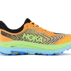 100% Original HOKA !  Herstellerfarbe:  Orange / Yellow / Light Blue   Obermaterial:  Mesh - Synthetik   Zustand:  Neu  und  Originalverpackt         Die HOKA Mafate Speed 4 Trailrunningschuhe sind für Unterstützung und Dämpfung auf technischem Terrain gebaut. Sie sind für pausenloses Laufen konzipiert. Dieser Schuh nutzt die Meta-Rocker-Technologie für sanfte Übergänge