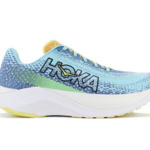 100% Original HOKA !  Herstellerfarbe:  Dusk / Cloudless   Obermaterial:  Mesh - Synthetik   Zustand:  Neu  und  Originalverpackt         Der Mach X Herren-Wettkampf Laufschuh von HOKA vereint die Power einer Pebax Platte mit einer super-komfortablen Dämpfung - er ist bereit für den Wettkampf und der ideale Schuh