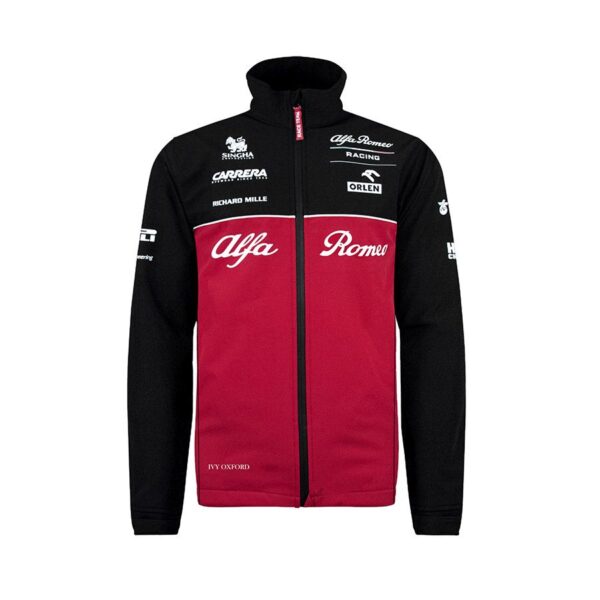 100% Original ALFA ROMEO !  Herstellerfarbe:  Red / Black   Obermaterial:  97% Softshell-Polyester / 3% Elastan   Zustand:  Neu  und  Originalverpackt          Alfa Romeo ist ein italienisches Formel-1- Rennteam. Herren Team Softshell Jacke mit Design Streifen