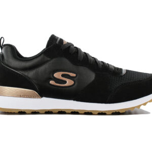 100% Original Skechers !  Farbe laut Hersteller:  Black   Obermaterial:  Wildleder / Mesh     Zustand:  Neu  und Originalverpackt         Klassischer Damen Retro Jogging Sneaker zum Schnüren mit einem Obermaterial aus weichem Wildleder und Mesh-Gewebe mit Ziernähten und Overlay-Akzenten. Die Air Cooled Memory Foam Einlegesohle macht ihn dazu ultrabequem ? und das auf Dauer.         S-Logo an der Seite.      Innensohle: Air Cooled Memory Foam.      Schaft und Zunge gepolstert.      Zuglasche für leichtes Anziehen.      Verstärkter Fersenbereich durch externen Fersenstabilisator.      Leichte Gummi-Laufsohle.      Dämpfende EVA Zwischensohle.      Innenfutter Textil.