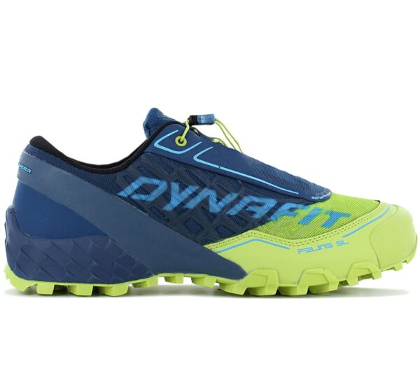 100% Original DYNAFIT !  Herstellerfarbe:  Lime Punch / Fjord   Obermaterial:  Mesh - Synthetik   Zustand:  Neu  und  Originalverpackt         Ein DYNAFIT Bestseller - perfekter Trail-Running Schuh für den Allround-Einsatz auf weichen und matschigen Trails. Dieser Trail-Running Schuh ist eine echte Allzweckwaffe. Mit seiner tiefen und aggressiven POMOCA-Laufsohle gewährleistet der Feline SL selbst auf sehr weichem und schlammigem Untergrund optimale Traktion.     Das Quick-Lacing System wird mit dem Schutz der Invisible-Lacing Technologie kombiniert. Dadurch ist eine schnelle und präzise Anpassung des Schuhs möglich und es gelangen keine kleinen Steine und Schmutz in den Schuh.     Ausgestattet mit einer stützenden und dynamischen Zwischensohle ist der Feline SL somit das perfekte Komplettpaket für jedes Multisport-Abenteuer.       Leichte Multisportschuhe zum Wandern