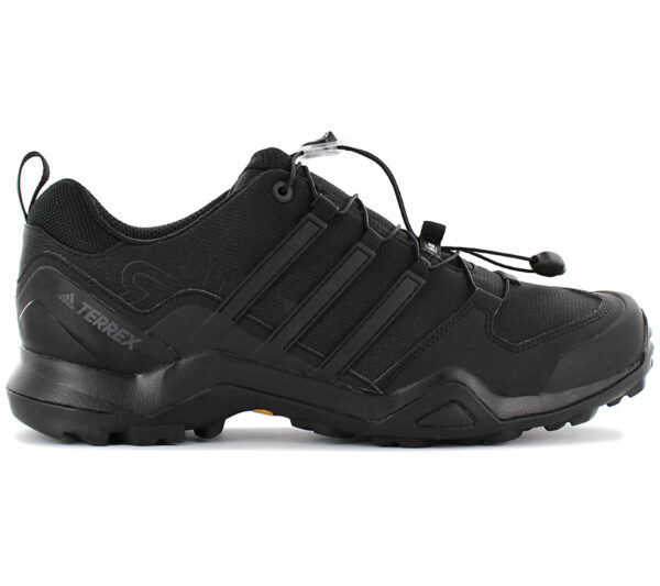 100% Original Adidas !  Farbe laut Hersteller:  Cblack/Cblack/Cblack   Obermaterial:  Mesh - Synthetik     Zustand:  Neu  und  Originalverpackt          Der sehr leichte Terrex Swift R2 hat alles was ein Trail-Schuh braucht. Durch eine weiche EVA Zwischensohle wurden die Dämpfungseigenschaften nochmals erhöht auch die Fersenpartie wurde verstärkt was den Komfort und die Traktion verbessert. Das innovative Schnürsystem verbessert den Halt im Schuh und erleichtert den Ein- und Ausstieg.       Speed Lacing System für schnelles und einfaches Schnüren. Herausnehmbare Einlegesohle aus EVA. TPU-Overlays für mehr Halt und Strapazierfähigkeit Abriebfeste TPU Zehenkappe. adiPRENE im Fersenbereich. Continental Außensohle: Extrem robust und rutschfest. EVA-Zwischensohle. Einteilige Konstruktion: Die Zunge ist mit dem Innenmaterial vernäht.