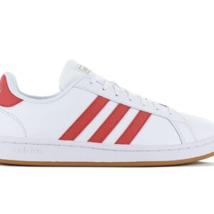 100% Original Adidas !  Herstellerfarbe:  Cloud White / Crew Red / Gum   Obermaterial:   Leder - Synthetik   Zustand:  Neu  und  Originalverpackt         Mit seinem weichen Obermaterial  ist der adidas Grand Court der perfekte Alltagsheld. Die 3-Streifen entlang der Seiten machen das Signature-Design perfekt. Außerdem sorgt die weiche Dämpfung der Zwischensohle für perfekten Tragekomfort mit jedem Schritt.      Regulär geschnitten.  Polsterung am Bund und Zunge.  Bequeme Cloudfoam Einlegesohle.  Gummiaußensohle.  adidas Logo.  Schnürsenkel.  Innenfutter Textil.