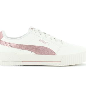 100% Original Puma !  Herstellerfarbe:  Whisper White / Rose Gold   Obermaterial:  Leder - Synthetik   Zustand:  Neu  und  Originalverpackt         Mit dem Carina Meta20 bekommt dein Look ein Glitzer-Update. Diese Sneaker erinnern an den entspannten Beachstyle Kaliforniens: der sportlich-elegante Look wird durch die erhöhte Sohle und die Folienprint-Logos abgerundet und zieht alle Blicke auf sich.       Schnürung für individuellen Style und optimalen Sitz.  Komfortable Polsterung am Bund und Zunge.  Laufsohle aus Gummi.  PUMA Logo auf der Schuhzunge.  PUMA Formstrip an der Seite.  Waschmaschinenfest.  Innenfutter Textil.