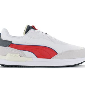 100% Original Puma !  Herstellerfarbe:  Nimbus Cloud / Puma White / H.R Red   Obermaterial:  Textil - Leder   Zustand:  Neu  und  Originalverpackt         Moderne  Variante des unverkennbaren Rider Designs von Puma. Die einzigartig futuristische und urbane Silhouette in starken Farben lebt von ihrem energiegeladenen Vibes