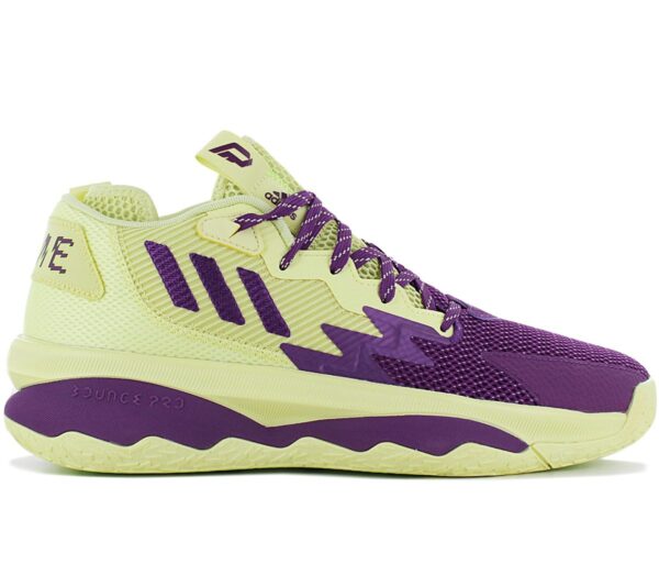 100% Original Adidas !  Herstellerfarbe:  Yellow Tint / Glory Purple / Signal Green   Obermaterial:  Mesh / Synthetik   Zustand:  Neu  und  Originalverpackt         Diese charakteristischen Schuhe von adidas Basketball und Damian Lillard feiern einen der besten Closer des Spiels mit Dame-Grafiken und einem Mesh Obermaterial