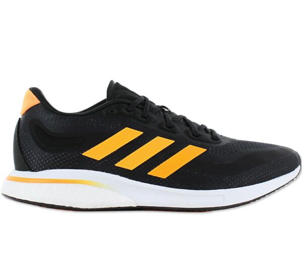 100% Original Adidas !  Herstellerfarbe:  Core Black / Flash Orange / Flash Orange   Obermaterial:  Mesh - Synthetik   Zustand:  Neu  und  Originalverpackt         Erlebe die Energie eines komfortablen Laufs mit adidas Supernova. Die Kombination aus flexibler Bounce-Dämpfung im Vorfußbereich und reaktionsfreudiger Boost-Dämpfung im Fersenbereich garantiert ein ultrabequemes Tragegefühl. Die Gummiaußensohle garantiert besten Grip auf trockenem sowie nassem Untergrund.        Reguläre Passform.  Obermaterial aus Obermaterial aus Mesh mit reflektierenden 3-Streifen.  Schnürung.  Bounce und Boost Zwischensohle.  Label Details.  Flexible Gummiaußensohle.  Gepolsterter Schuhrand.  Innenfutter Textil.