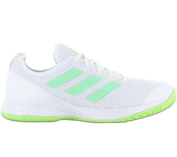 100% Original Adidas !  Herstellerfarbe:  Cloud White / Beam Green / Solar Green   Obermaterial:  Mesh - Synthetik   Zustand:  Neu  und  Originalverpackt         Mit diesem Schuh bist du auf dem Court schnell unterwegs. Der adidas Courtflash ist leicht und hat ein Obermaterial aus atmungsaktivem Mesh. Damit ist er perfekt für schnelle Tennismatches geeignet. Außerdem ermöglicht die griffige Adiwear Außensohle blitzschnelle Beschleunigung auf unterschiedlichem Untergrund. Außerdem bietet das abriebfeste Adituff Material ein Plus an Strapazierfähigkeit.       Obermaterial Mesh mit TPU Streifen fühlt sich vom ersten Tag an bequem an und passt sich deinen Füßen an.  Adituff Zehenbereich.  Schnürung für individuellen Style und optimalen Sitz.  Komfortable Polsterung am Bund und Zunge.  Adiwear Außensohle.  adidas Details.  Innenfutter Textil.