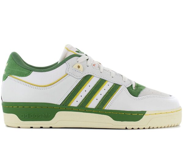 100% Original Adidas !  Herstellerfarbe:  Chalk White / Crew Green / Hazy Yellow   Obermaterial:  Leder / Textil   Zustand:  Neu  und  Originalverpackt         Dieser adidas Schuh ist die perfekte Mischung aus retro und modern. In den 80ern war der Rivalry auf dem Basketballplatz und in der Sneakerszene einfach nicht zu toppen. Heute ist er ein gefeierter Streetwear-Sneaker mit Kultstatus. Er kommt mit einem Colourway im College-Style und einem cleanen Obermaterial aus Leder. Ein EVA-Einsatz dämpft außerdem jeden deiner Schritte.      Obermaterial aus Leder