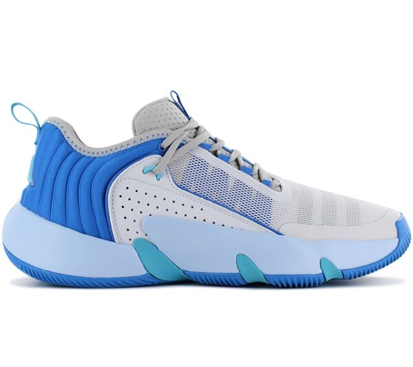 100% Original Adidas !  Herstellerfarbe:  Dash Grey / Metal Grey / Bright Blue   Obermaterial:  Mesh - Synthetik   Zustand:  Neu  und  Originalverpackt         Die charakteristischen adidas-Basketballschuhe designt von Trae Young zeichnen sich durch einen niedrigen Schnitt und eine Bounce-Zwischensohle aus