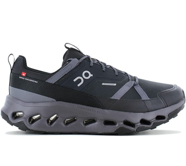 100% Original ON Running !  Herstellerfarbe:  Black / Eclipse   Obermaterial:  Mesh - Synthetik   Zustand:  Neu  und  Originalverpackt          Sneaker oder Wanderschuh?   Am besten beides. Der Cloudhorizon Waterproof kombiniert lässigen Style mit funktionalem Komfort.       Mit den Cloudroam Cloudhorizon hat On sportliche Alltagsschuhe für Herren entwickelt