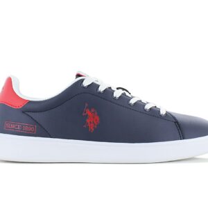 100% Original U.S. POLO ASSN. !  Herstellerfarbe:  Dark Blue / Red   Obermaterial:  Leder - Synthetik   Zustand:  Neu  und  Originalverpackt         Der coole Alltags-Sneaker von U.S. POLO ASSN. Das Obermaterial besteht aus strapazierfähigem Material mit hervorragender Atmungsaktivität. Dies sind äußerst bequeme Schuhe für den täglichen Gebrauch - insbesondere für die Stadt.      Der Schaft besteht aus strapazierfähigem Material mit hervorragender Atmungsaktivität.  Markendetails.  Schnürung für individuellen Style und optimalen Sitz.  Komfortable Polsterung am Schaftrand und Zunge.  Die Sohle dieser Schuhe besteht aus einem innovativen Material.  Atmungsaktiv.  Innenfutter Textil.