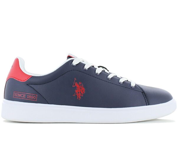 100% Original U.S. POLO ASSN. !  Herstellerfarbe:  Dark Blue / Red   Obermaterial:  Leder - Synthetik   Zustand:  Neu  und  Originalverpackt         Der coole Alltags-Sneaker von U.S. POLO ASSN. Das Obermaterial besteht aus strapazierfähigem Material mit hervorragender Atmungsaktivität. Dies sind äußerst bequeme Schuhe für den täglichen Gebrauch - insbesondere für die Stadt.      Der Schaft besteht aus strapazierfähigem Material mit hervorragender Atmungsaktivität.  Markendetails.  Schnürung für individuellen Style und optimalen Sitz.  Komfortable Polsterung am Schaftrand und Zunge.  Die Sohle dieser Schuhe besteht aus einem innovativen Material.  Atmungsaktiv.  Innenfutter Textil.